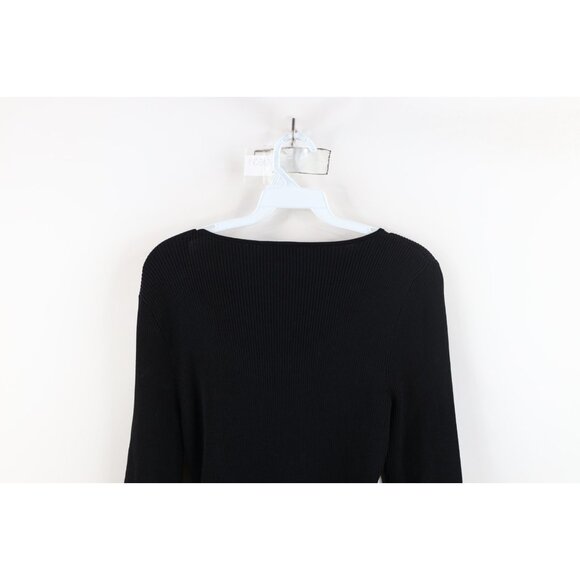 Vintage 90s Cache Womens Medium Stretch Ribbed Knit Cuban Link Knit Sweater - Picture 13 of 14